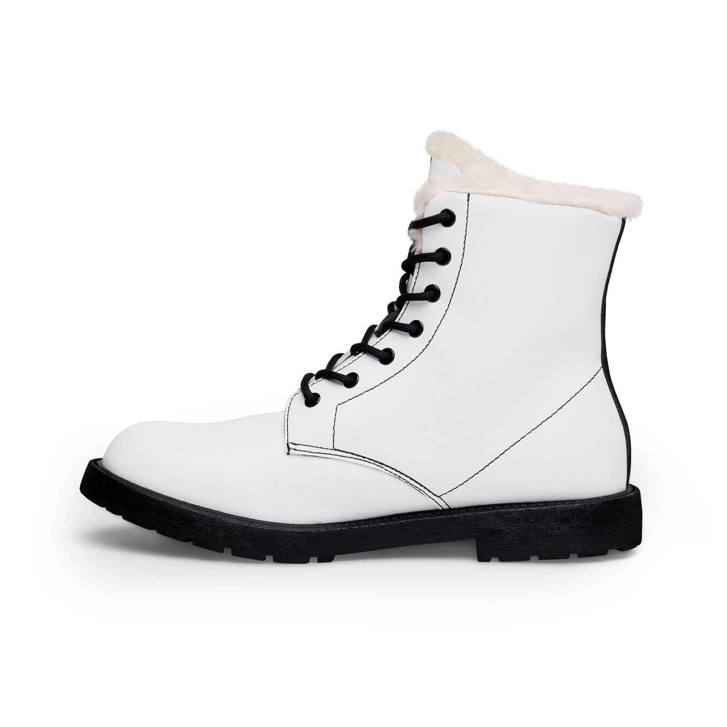 Citydripco City C Men's Fur-Lined Leather Boots — Insulated Winter Combat Style with Side Skull Graphic