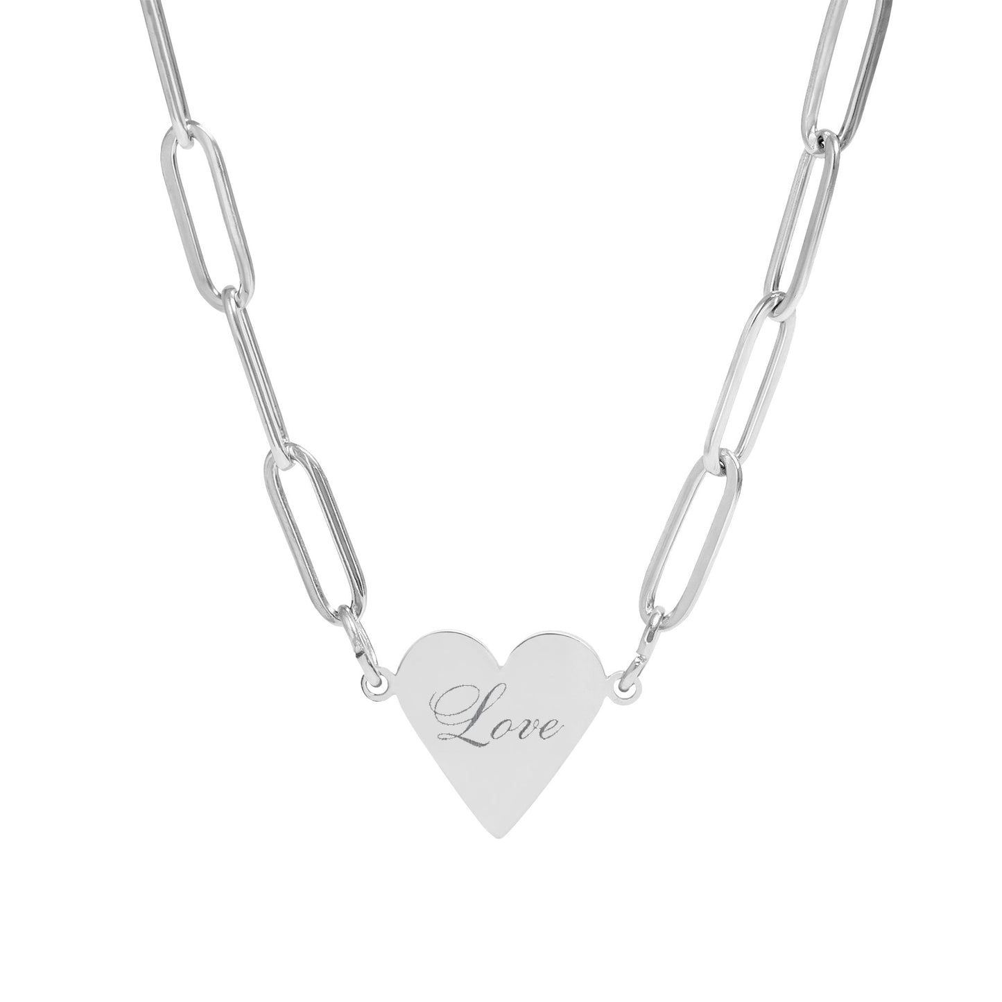 Citydripco. Love Paperclip Heart Necklace — Engravable Heart Pendant Chain (Gold or Silver)