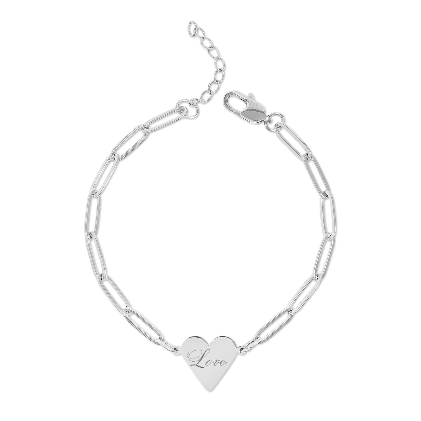 Citydripco Paperclip Heart Bracelet — Rose Gold Personalized Heart Charm
