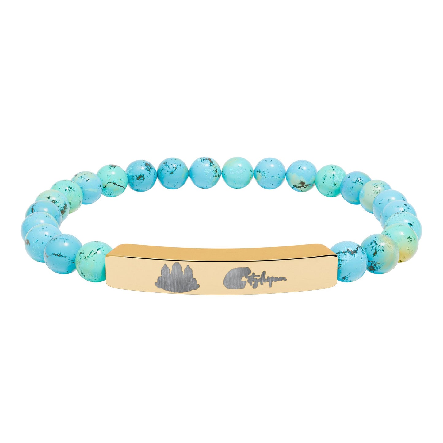 Citydripco. Natural Stone Engraved Bar Bracelet – Stretch Beaded Healing Jewelry