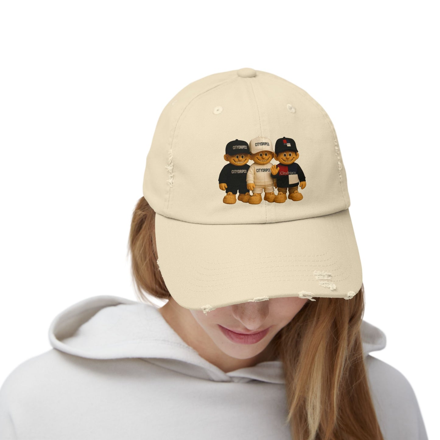 Citydripco. Bears Distressed Baseball Cap — Retro Teddy Trio Embroidered Hat