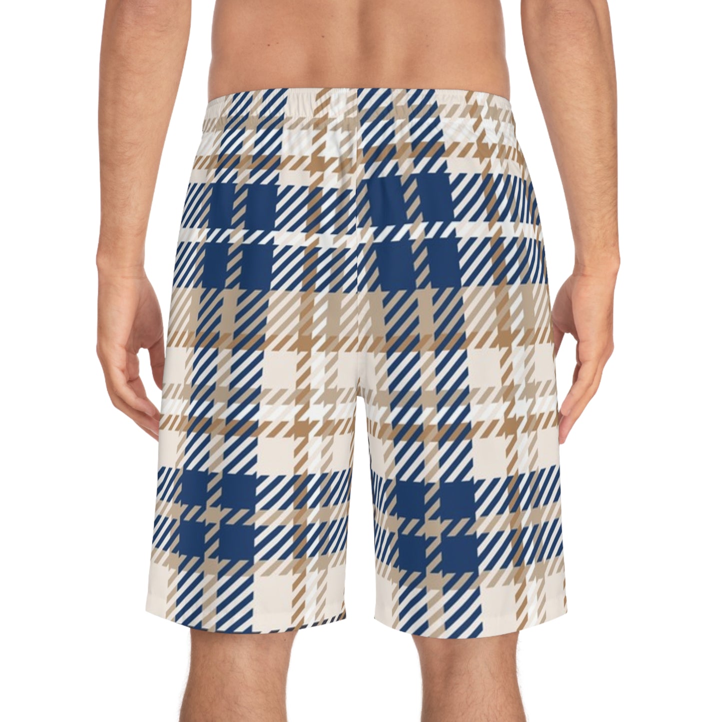 Plaidly Blue Men's Board Shorts for Beach and Summer Fun