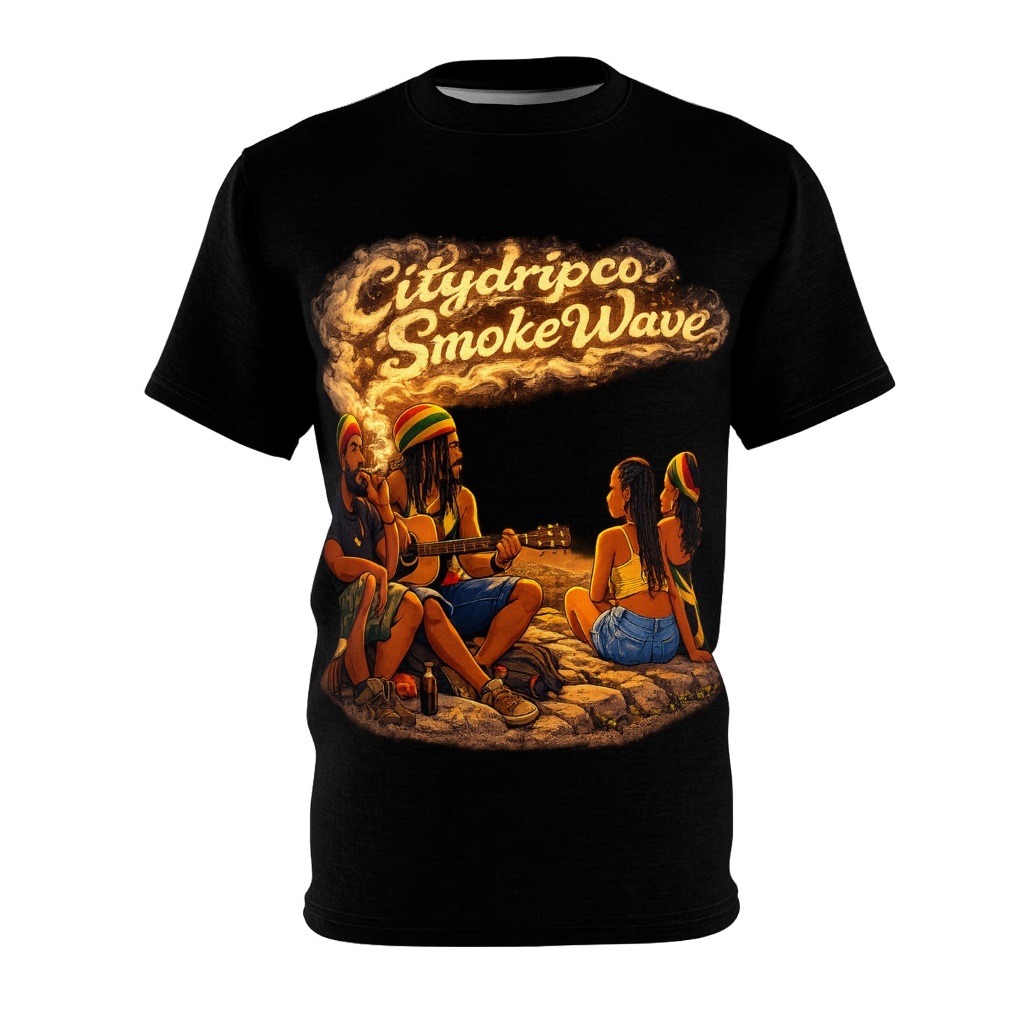 Citydripco. Smoke Wave Reggae Beach Crew Graphic Tee — "Citydripco Smoke Wave"
