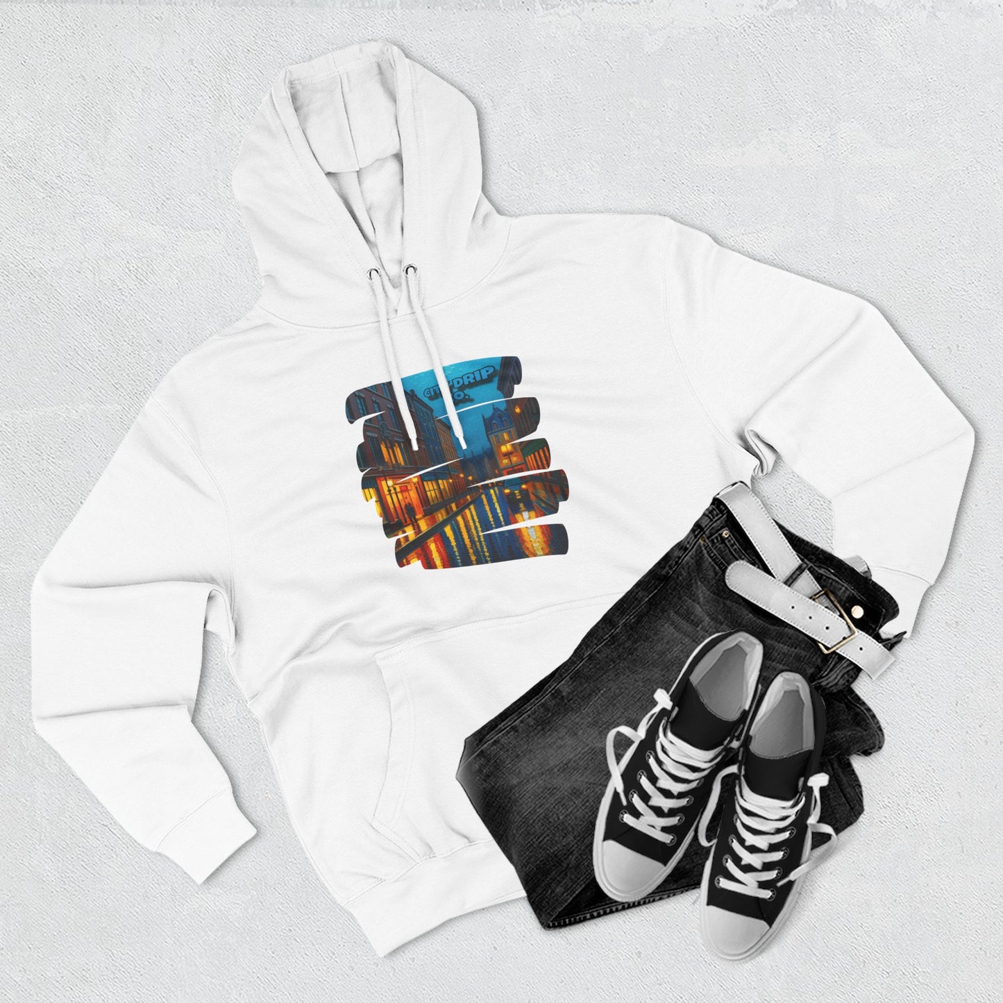 Citydripco. City Nights Three-Panel Fleece Hoodie
