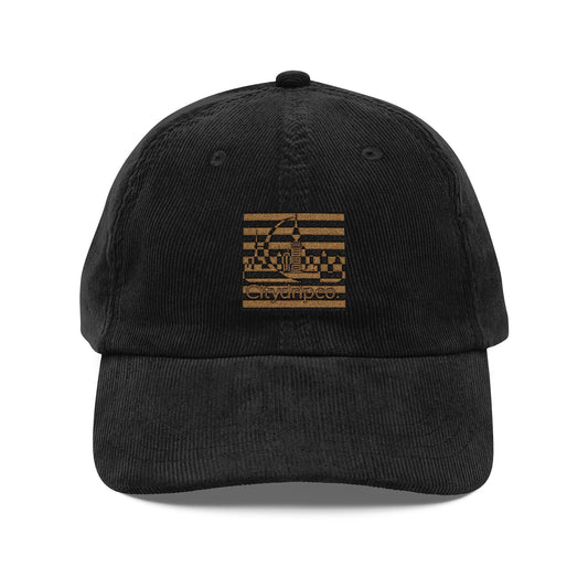A Citydripco Striped Vintage Corduroy Cap (Embroidery)