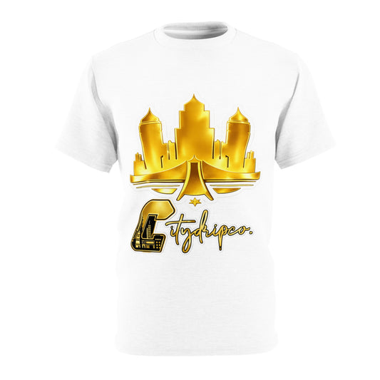 Citydripco. Gold City Skyline Tee — 'CityHypes' Graphic Urban Streetwear