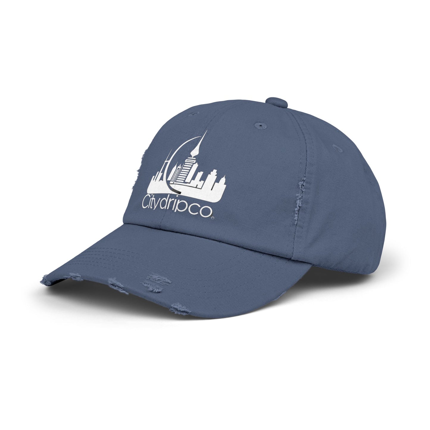 A Citydripco. Distressed Cap with City Skyline Design | Perfect for Casual Outfits, Summer Days, Festivals, and Gifts