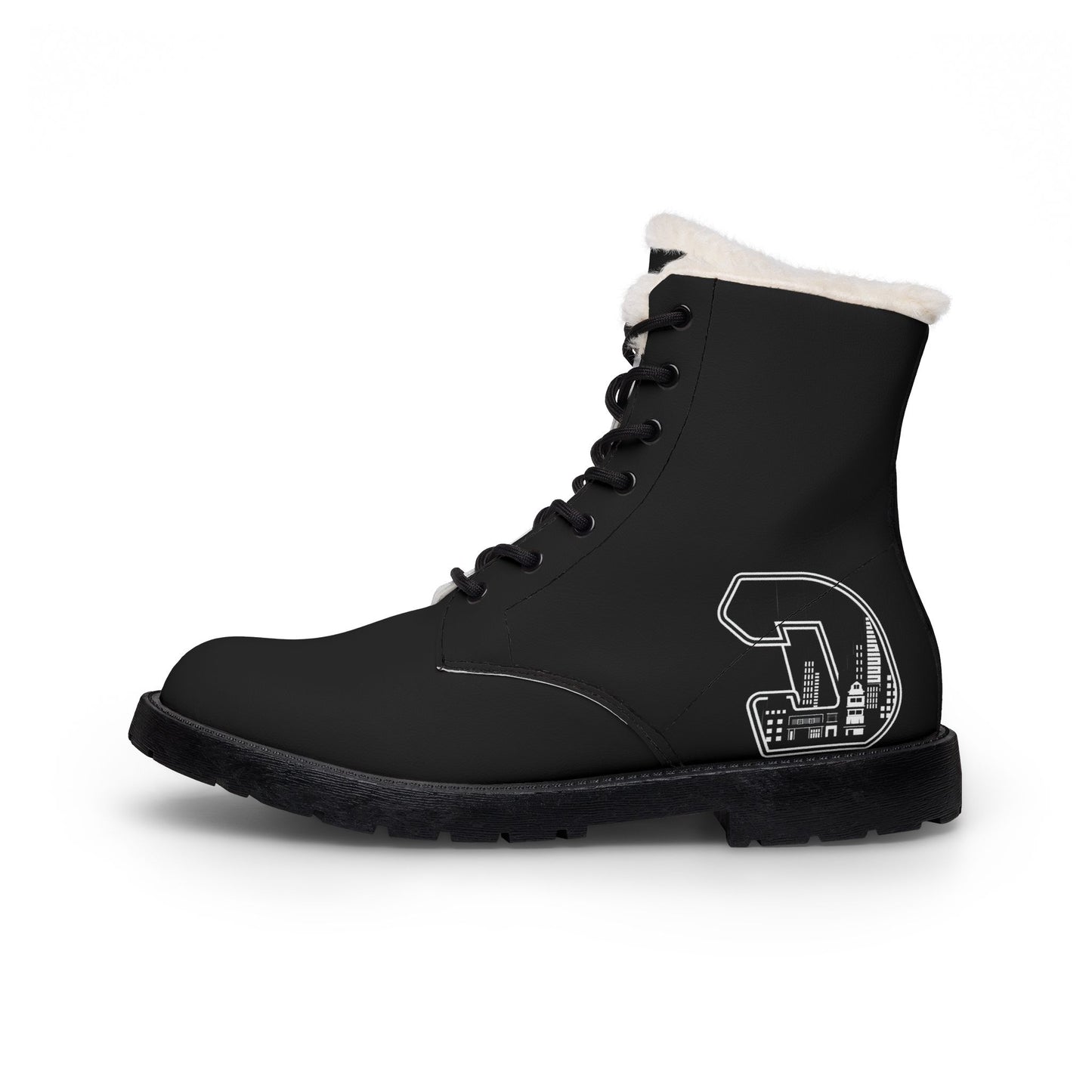 Citydripco. City C Men's Fur-Lined Leather Boots with Monogram Stitch Detail