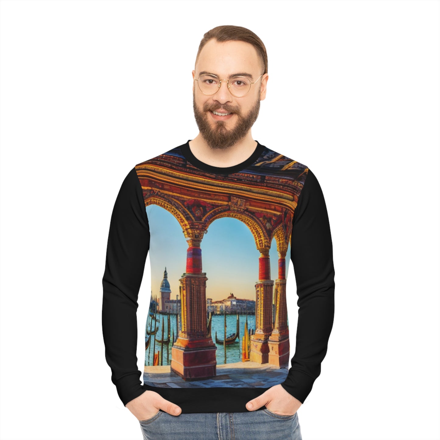 A Citydripco. Venetian Sunset Lightweight Sweatshirt, Cozy Travel Apparel, Gift for Wanderlust Lovers, Warm Layer for Adventure, Perfect for Casual Days