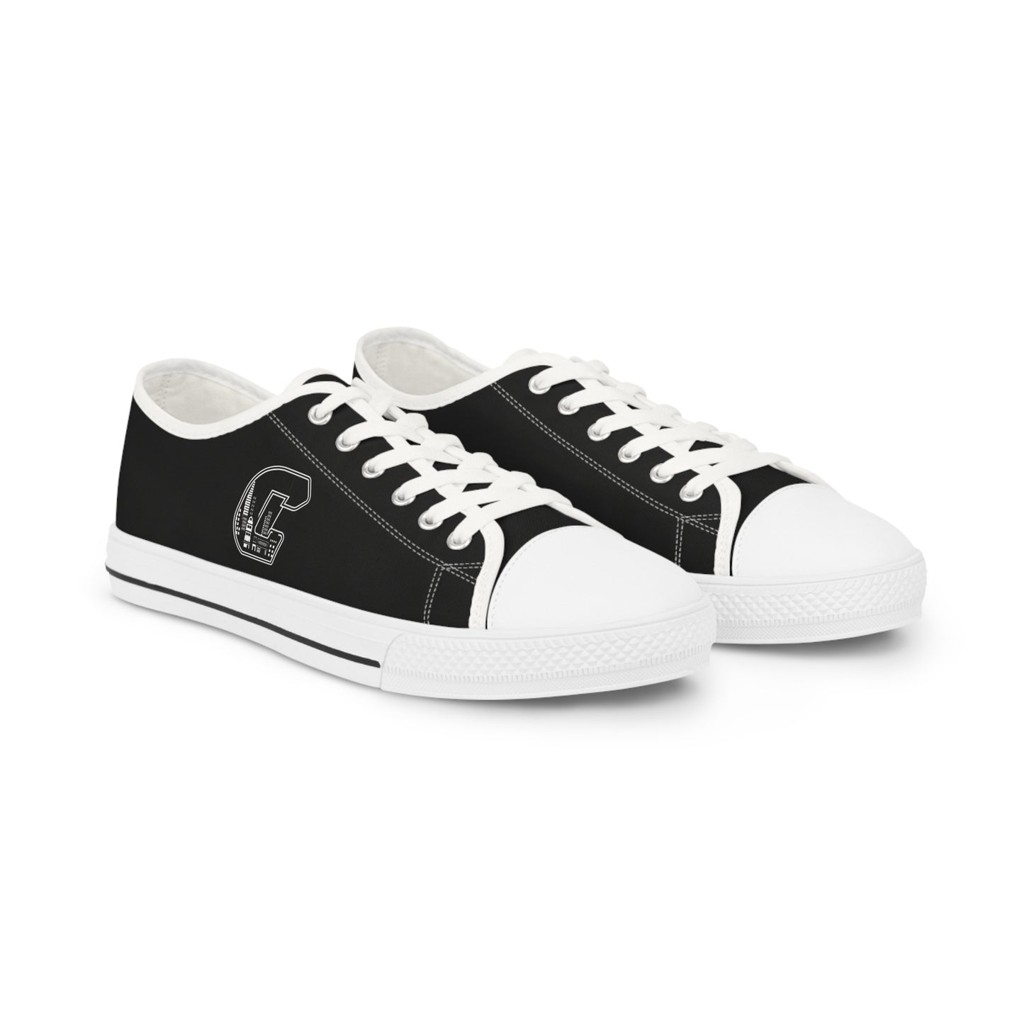 City C Monogram Black Low-Top Sneakers – Classic Canvas Men’s Casual Shoes
