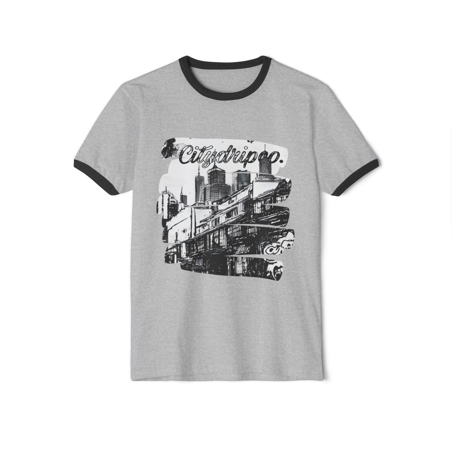 Citydripco. Urban Grafitti Unisex Cotton Ringer T-Shirt - Cityscape Design