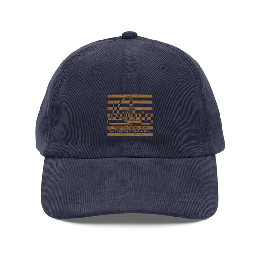 A Citydripco. Striped Vintage Embroidered Corduroy Cap, Retro Style Hat, Casual Unisex Cap, Perfect Gift for Summer, Boho Accessories
