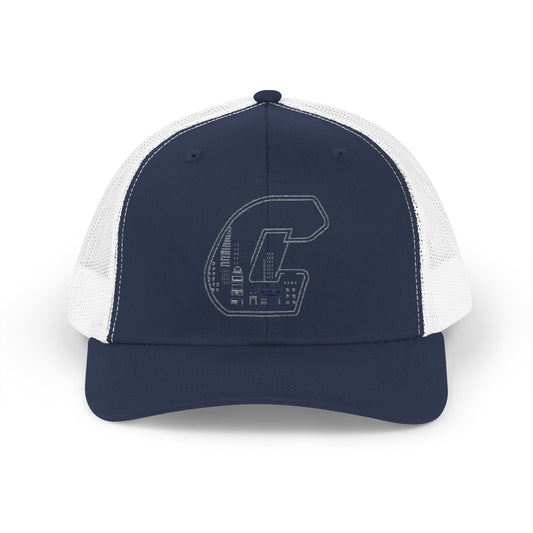 A Citydripco.  City C Navy Blue Snapback Trucker Cap with Embroidered Letter G | Casual Style, Summer Accessory, Gift for Him/Her, Outdoor Events, Sporty Fashion