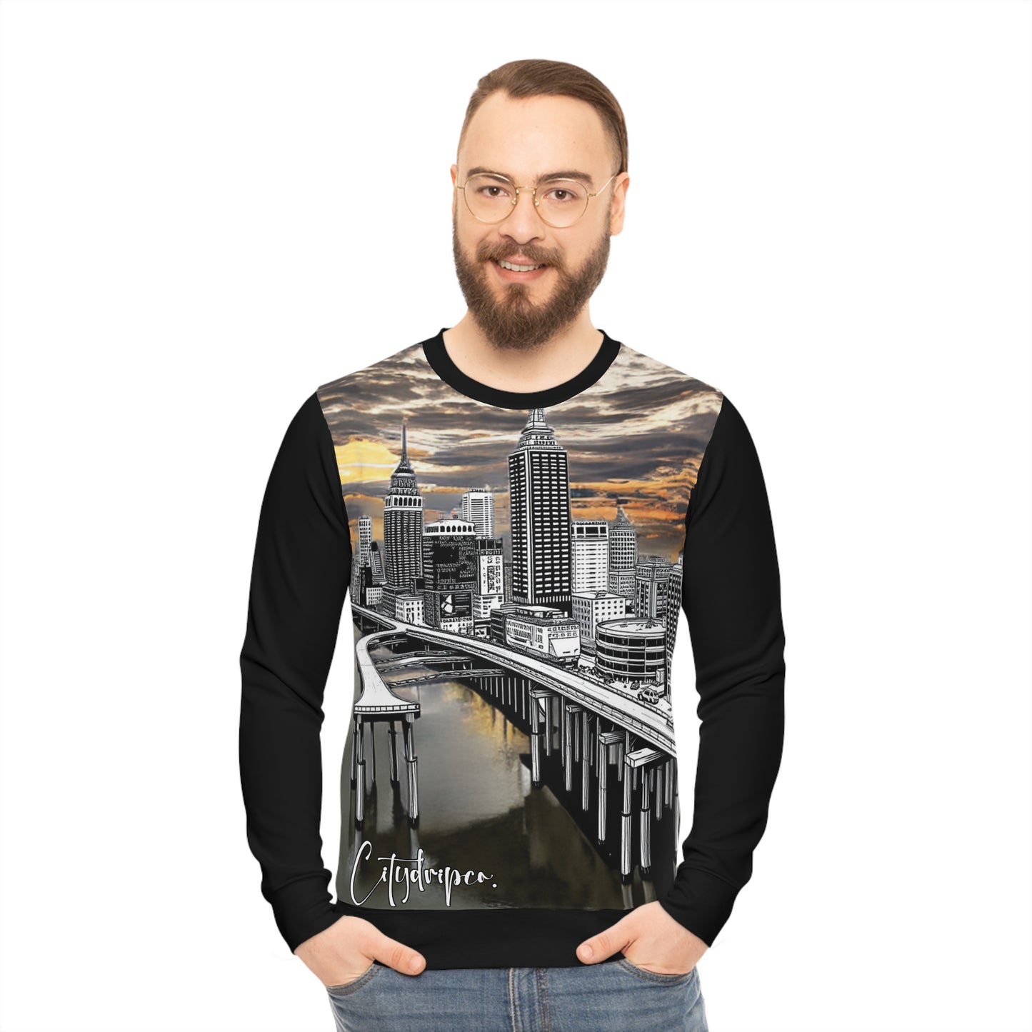 A Citydripco. Bridge Drip Lightweight Sweatshirt, Cozy Streetwear, Perfect Gift for Travelers, Unisex Fashion, City Life Apparel