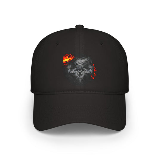 Mens Edgy Skull Fire Baseball Cap - Perfect for Sports and Festivals