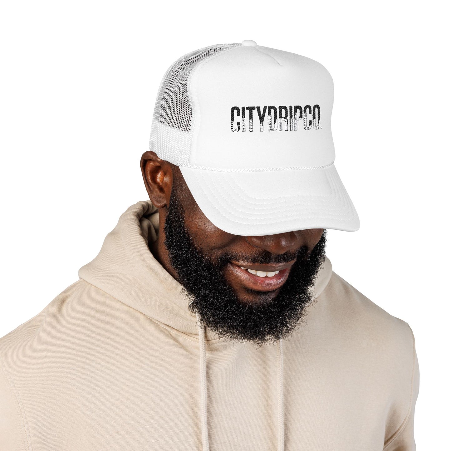 A Citydripco. Embroidered Foam Trucker Hat - Stylish City Vibe Cap for Outdoor Adventures, Gifts for Him, Summer Festivals, Everyday Wear, Trendy Hat