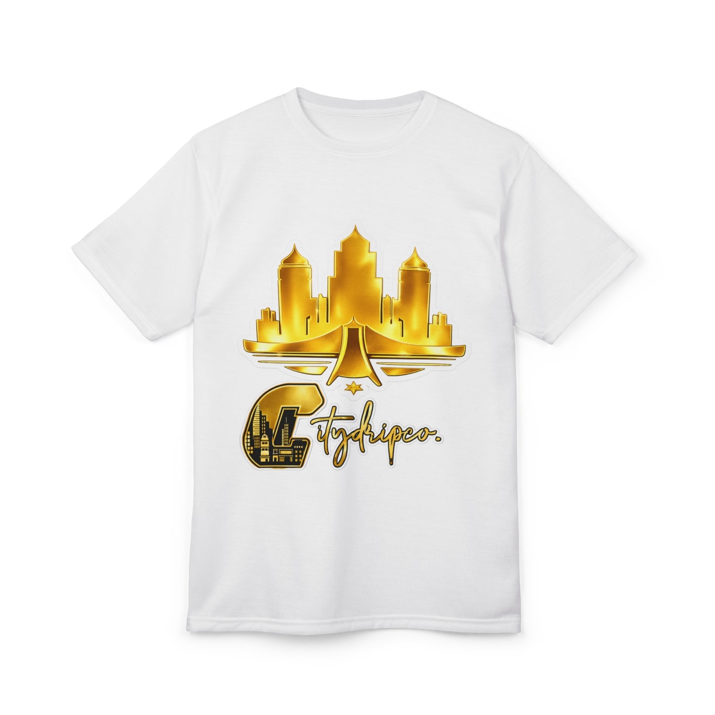 Citydripco. Gold City Skyline Tee — 'CityHypes' Graphic Urban Streetwear