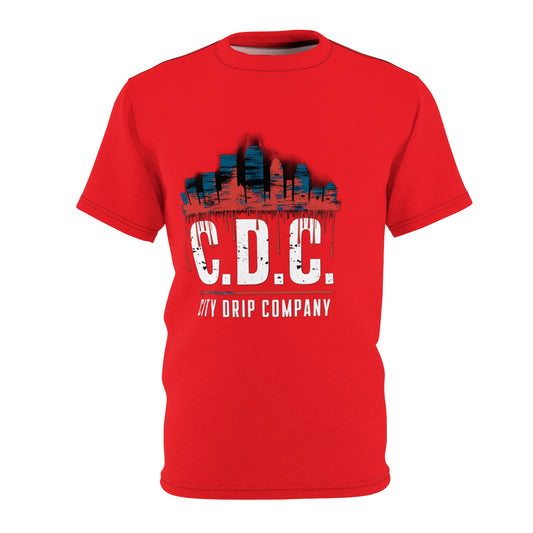 Mens Citydripco. Red & Blue City Urban Drip Graphic Tee - C.D.C. City Drip Company