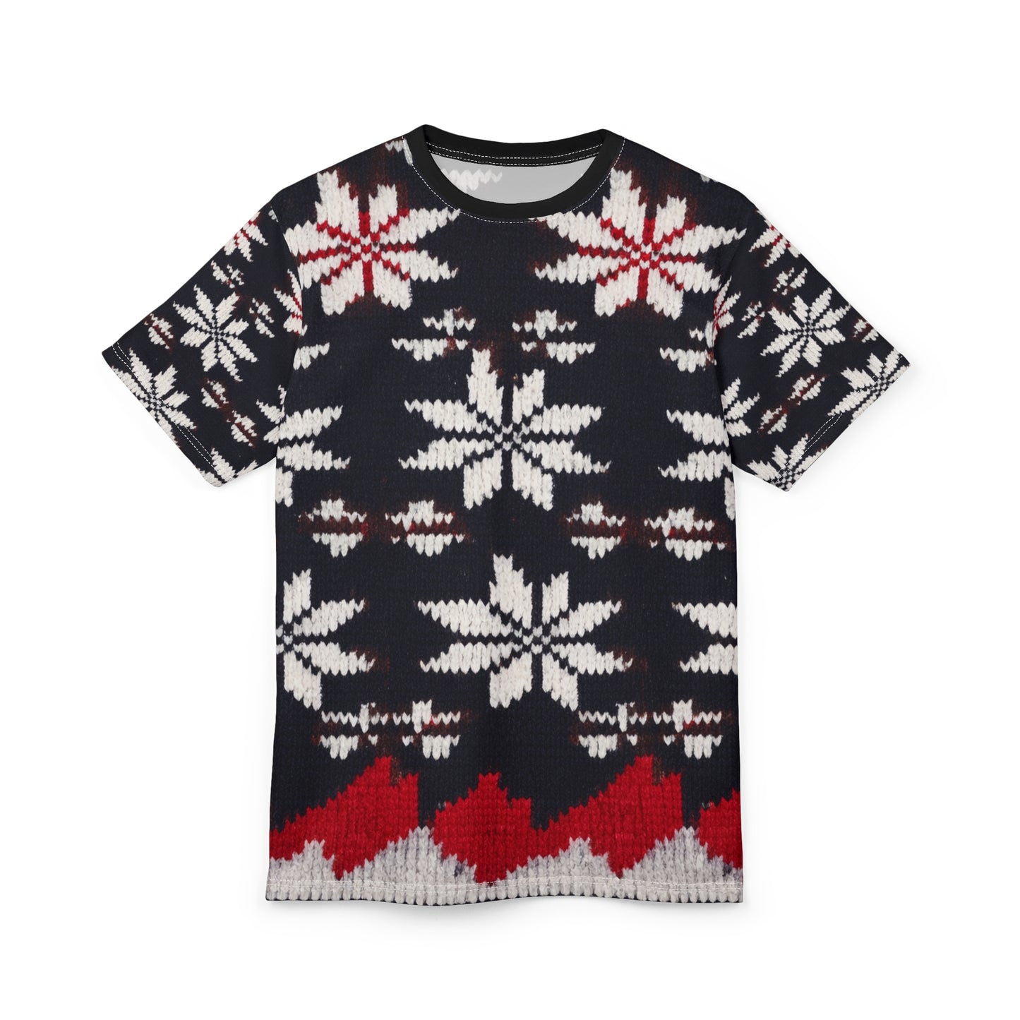 Citydripco. Winter Pattern Tee — Red & Black Holiday All-Over Print Shirt