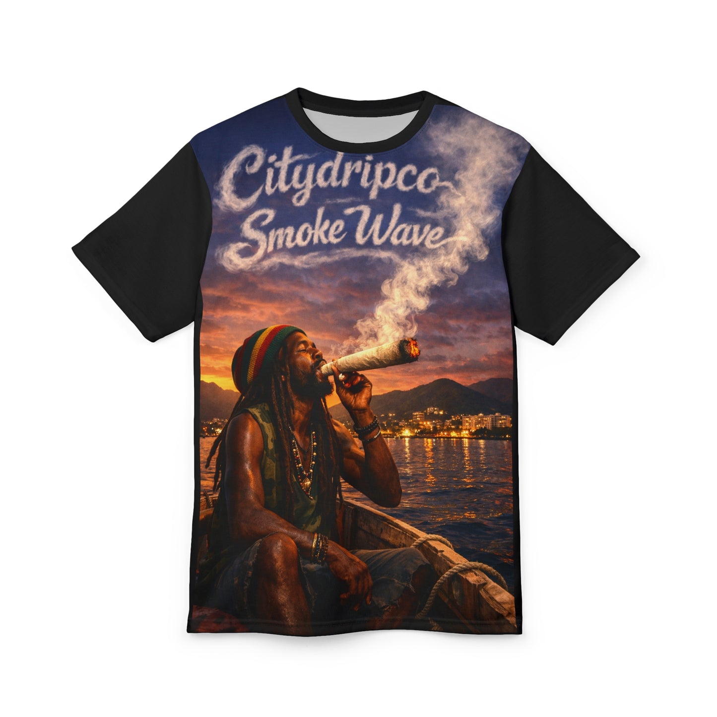 Rasta Smoke Wave Tee — 'Cityarpco Smoke Wave' All-Over Print Shirt