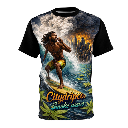 Surfing Smokecity Tee — "Citydripco Smoke Wave" Graphic Shirt