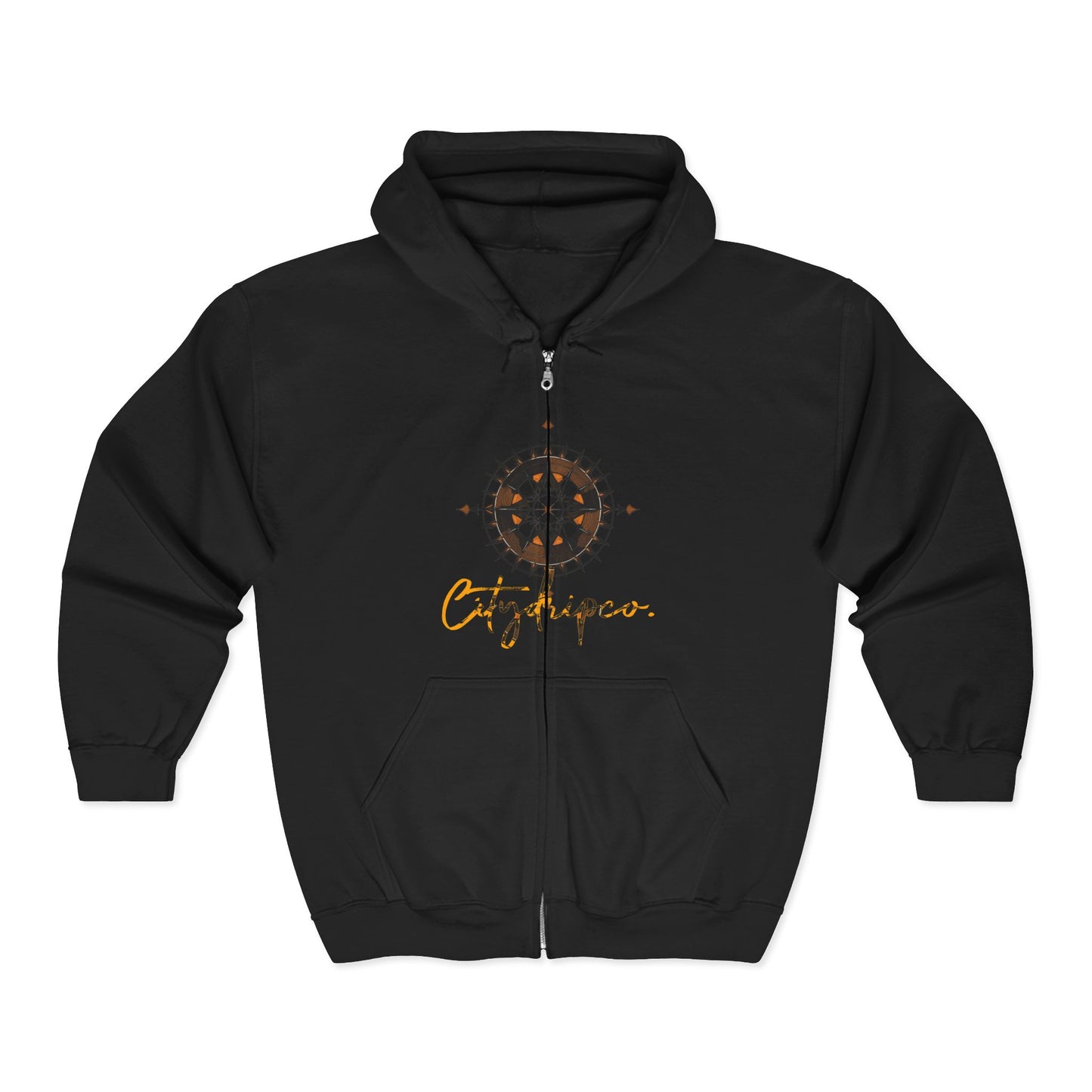 Citydripco. Stylish Zipped Compass Hoodie for Cozy Comfort, Astrology Design for Astrology Lovers, Perfect for Casual Wear, Gifts, Meditation
