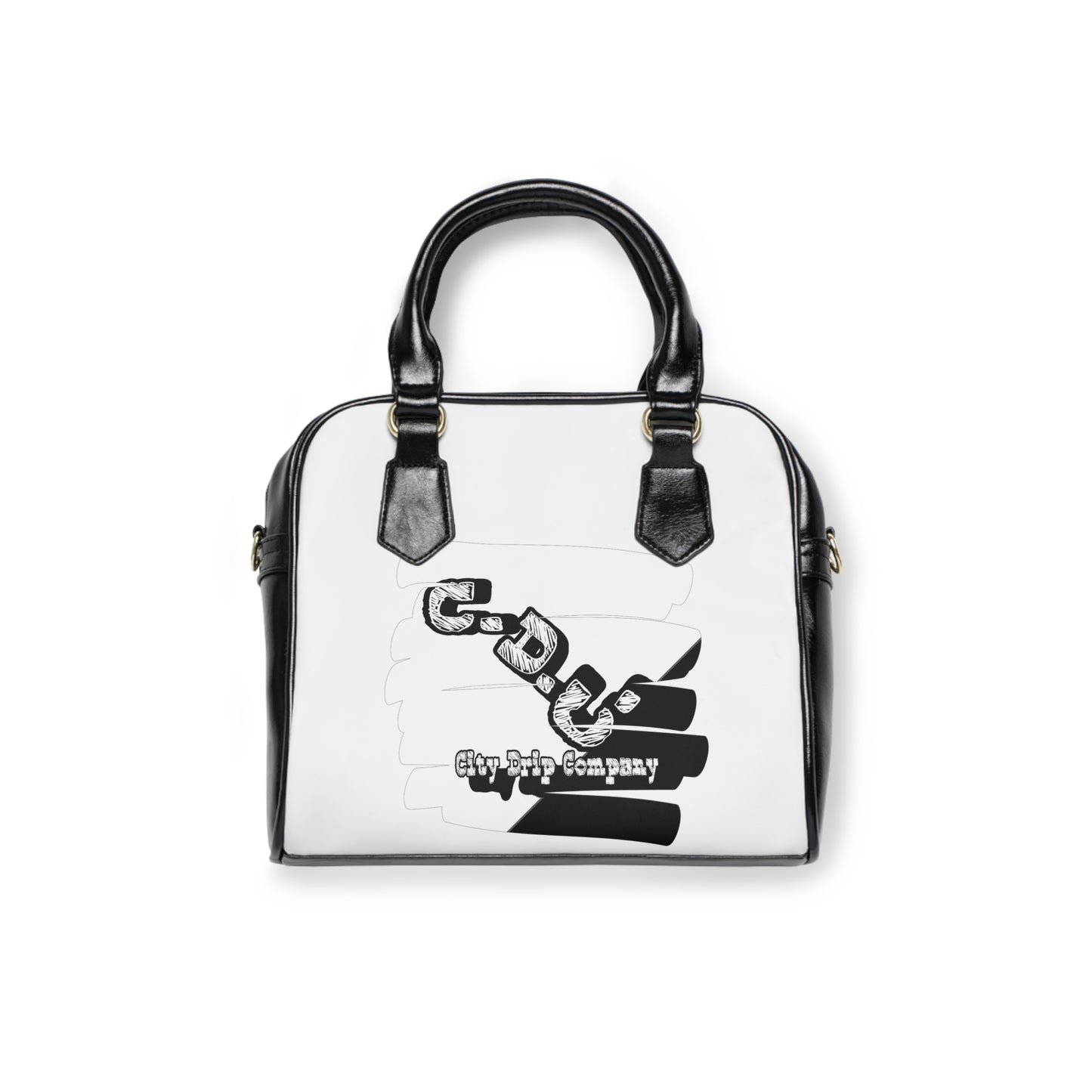 Citydripco. Signature Black and White Shoulder Handbag with Urban Design | Chic Everyday Accessory