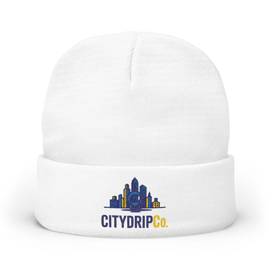 Citydripco. Urban Cityscape Stylish Citydrip Knit Beanie, Embroidered Hat, Winter Accessory, Gift for Him/Her, Streetwear Beanie