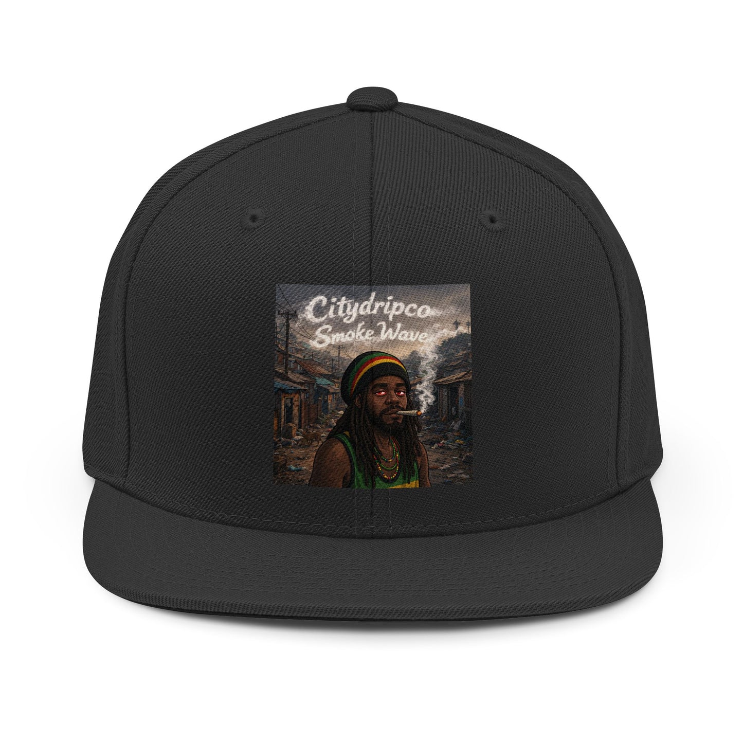 Rastafarian Portrait Snapback Hat – "Citydripco Smoke Wave" Embroidered Cap