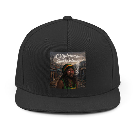 Rastafarian Portrait Snapback Hat – "Citydripco Smoke Wave" Embroidered Cap