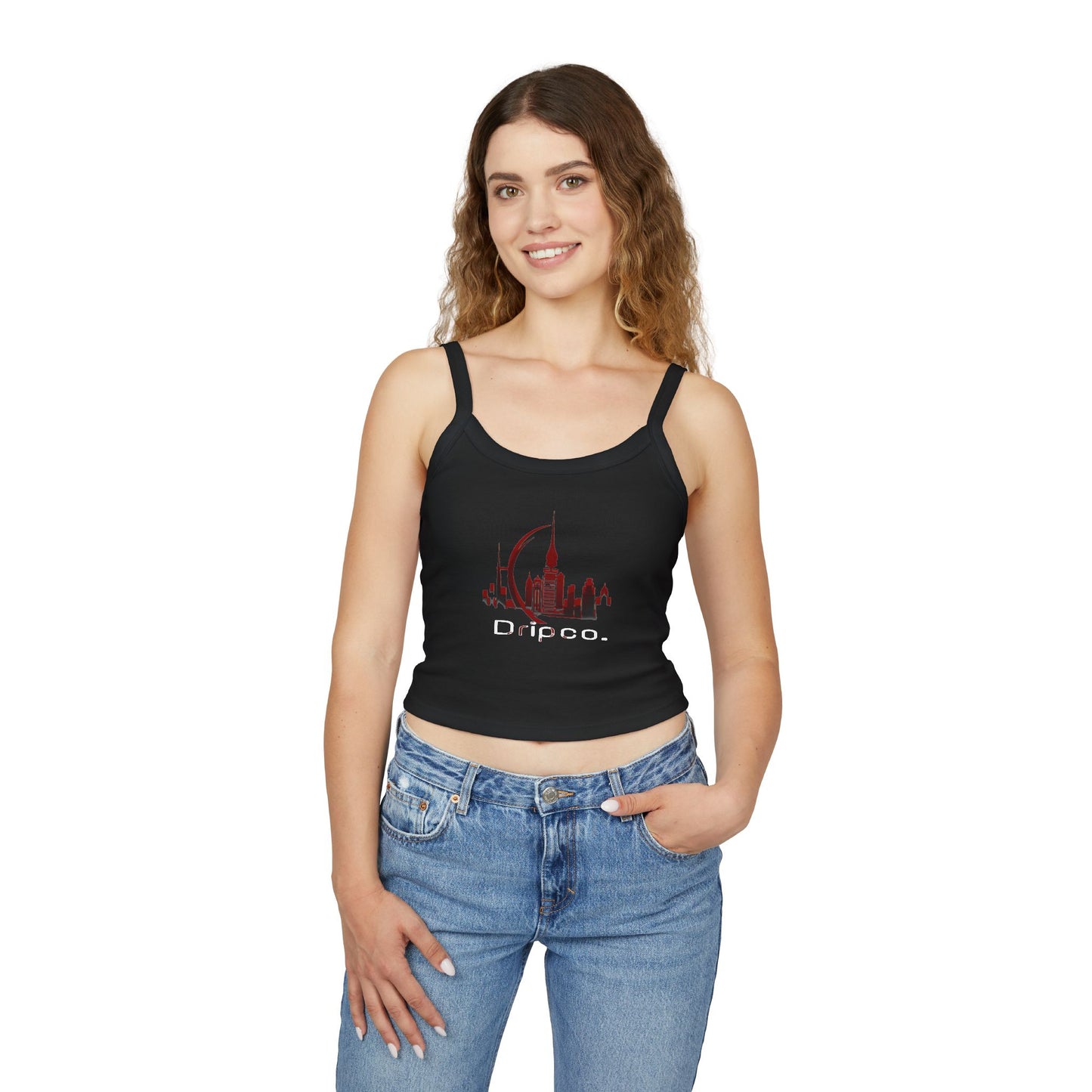 City Dripco. Chic Women's Spaghetti Strap Tank Top - 'Dripoo' Skyline Design