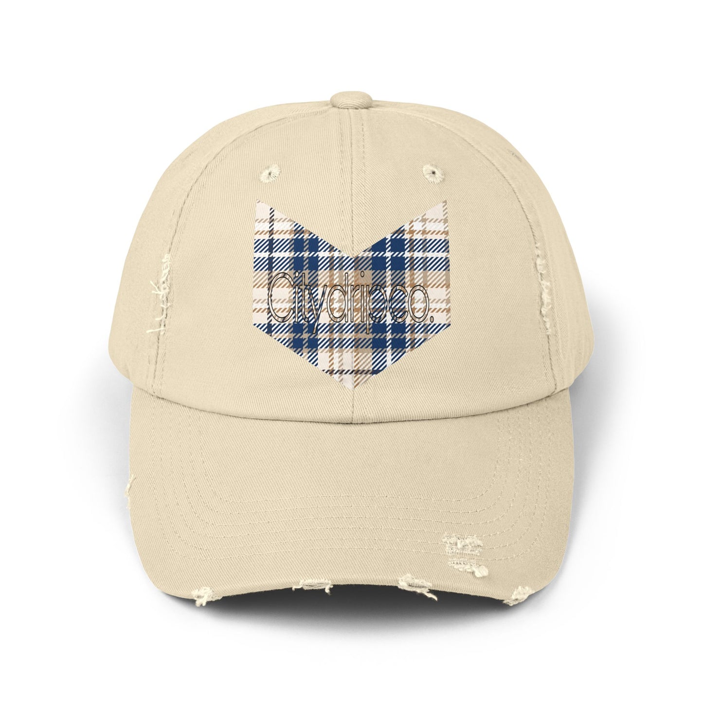 Citydripco. Plaidly Blue Unisex Distressed Cap with Plaid Design - Casual Chic Headwear for Everyday Style