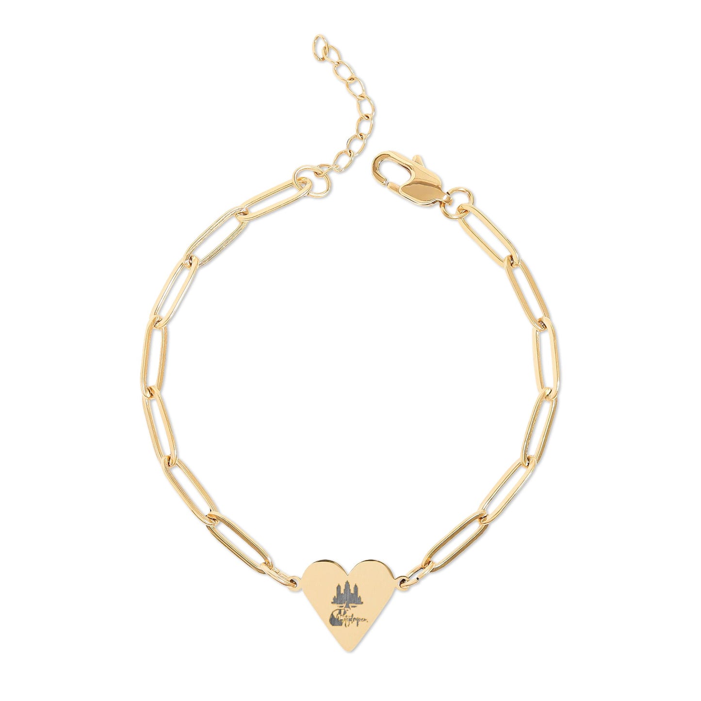 Citydripco. Engravable Paperclip Chain Bracelet with Heart Pendant — Custom Name Date Jewelry