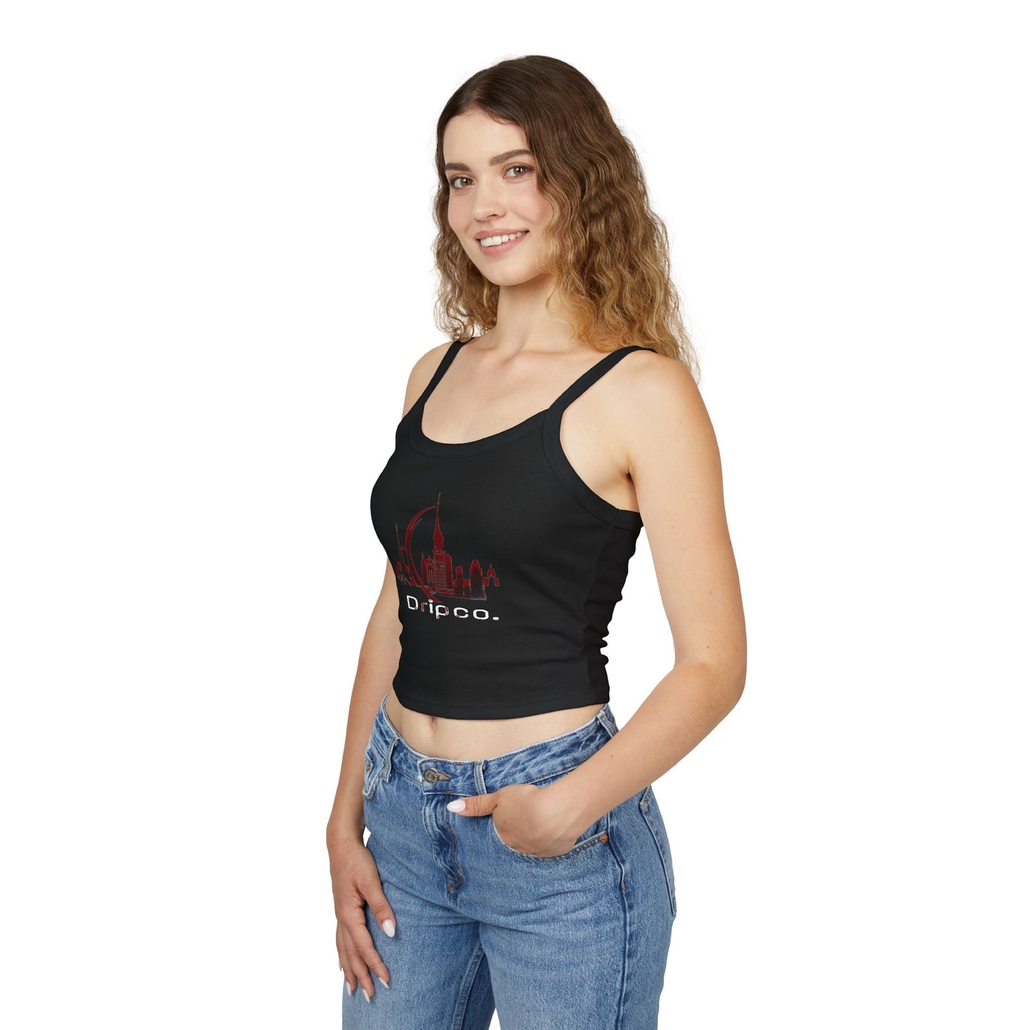 City Dripco. Chic Women's Spaghetti Strap Tank Top - 'Dripoo' Skyline Design