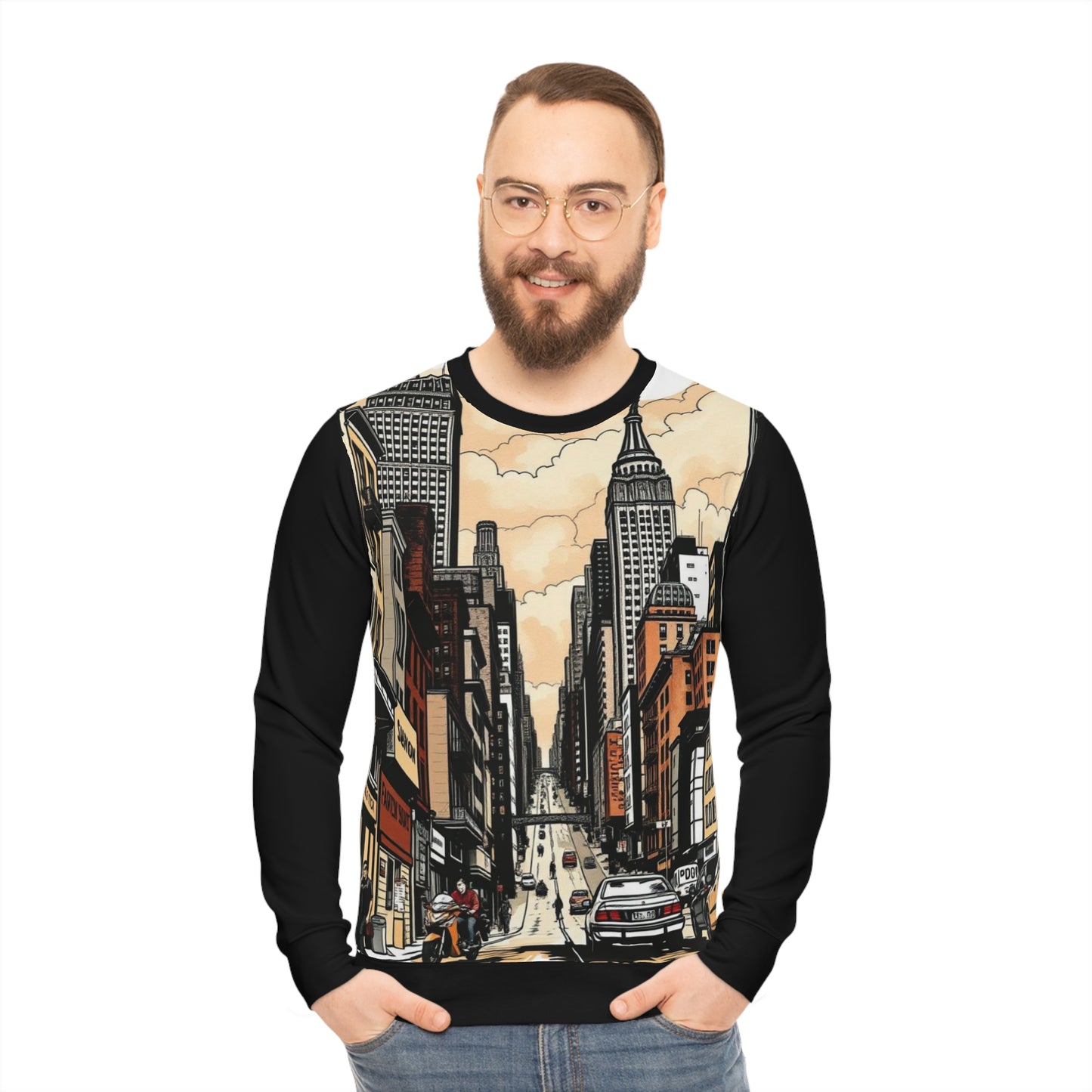 Citydripco. Uptown Urban Cityscape Lightweight Sweatshirt, Cityscape Apparel, Streetwear, Cozy Casual Wear, Perfect Gift for City Lovers