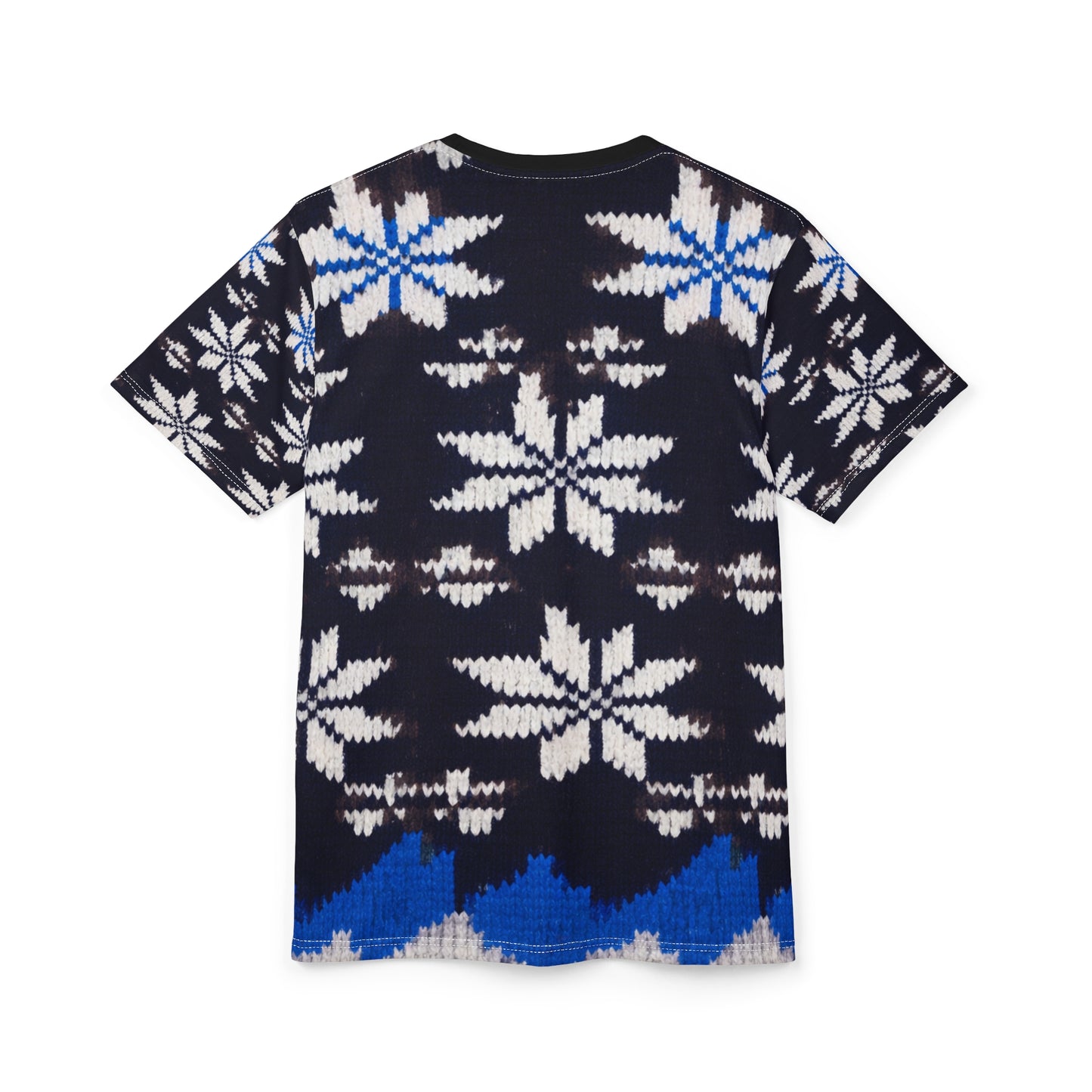 Citydripco. Winter Pattern All-Over Print Tee — Blue Holiday Knit Pattern