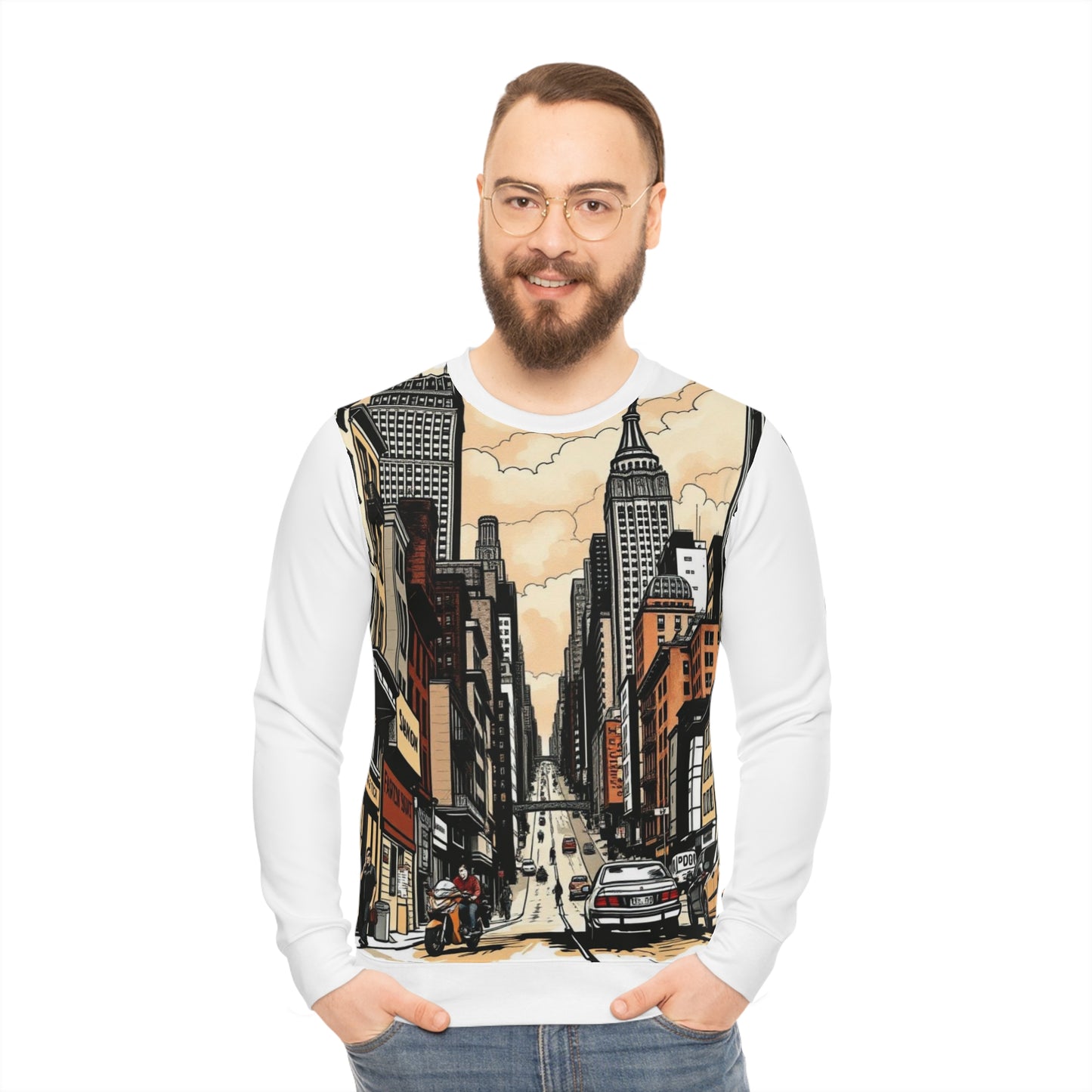 A Citydripco. Uptown Urban Cityscape Lightweight Sweatshirt, Cozy Streetwear, City Lover Gift, Graphic Pullover, Everyday Style, Travel Apparel