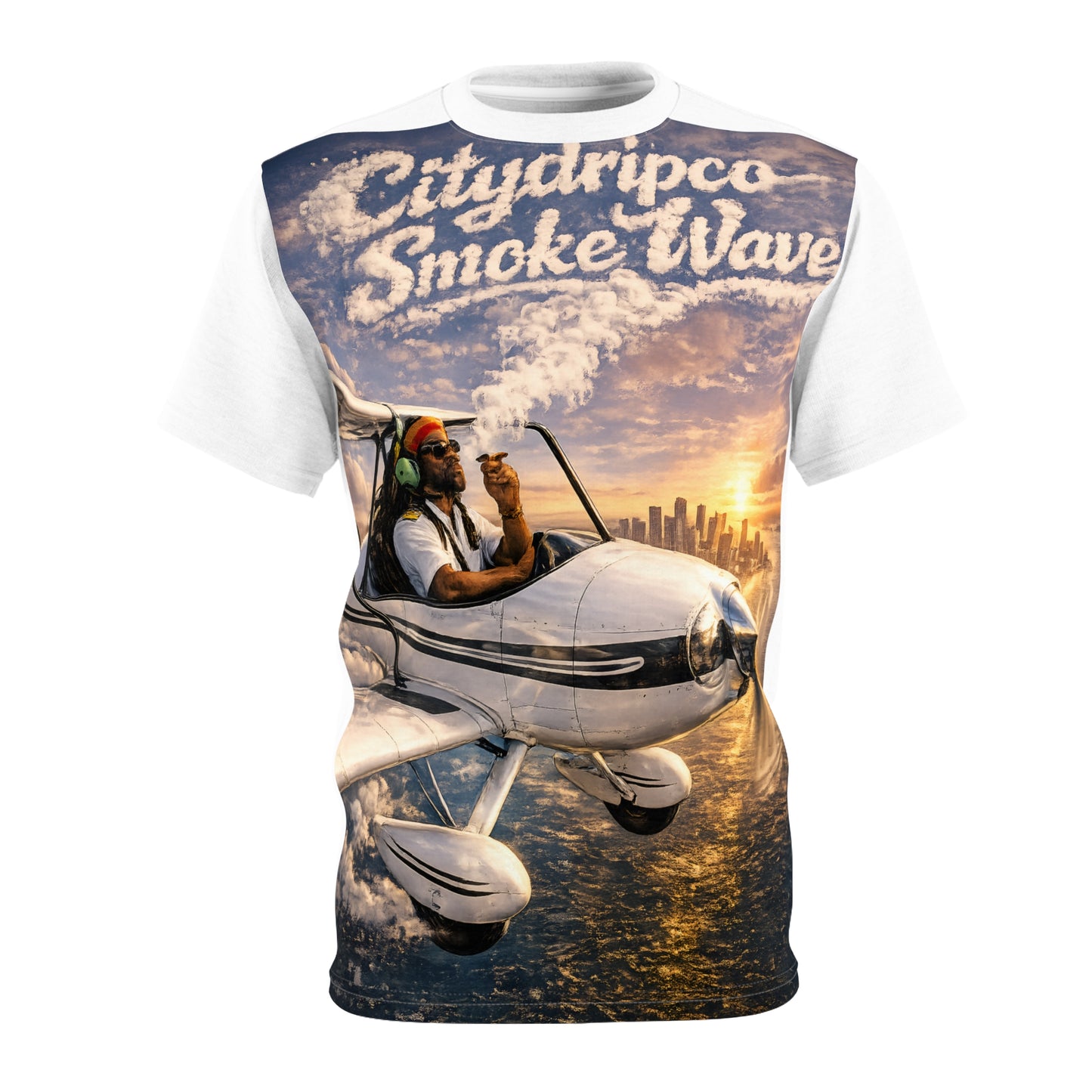 Citydripco Smoke Wave" Pilot Plane Graphic Shirt