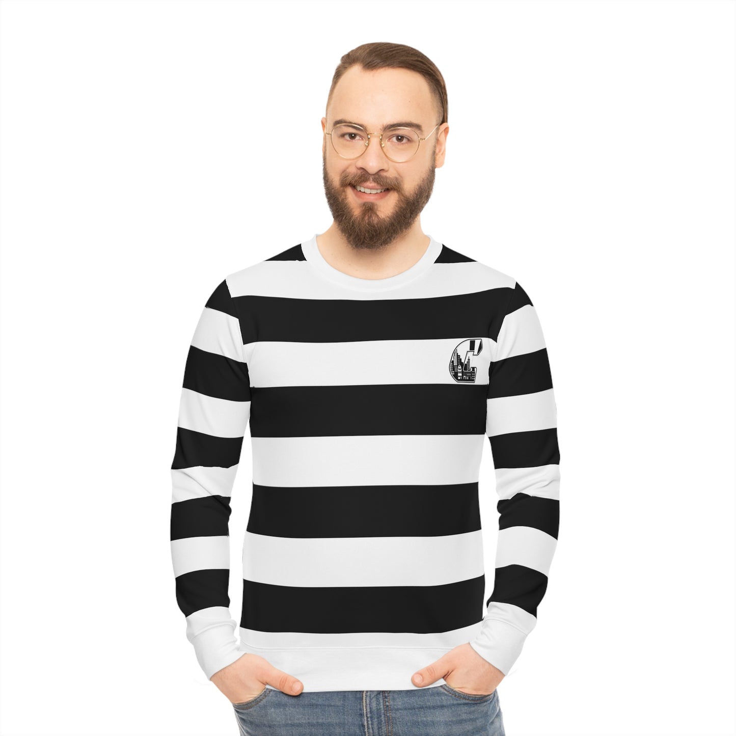 Citydripco. City C Striped Lightweight Sweatshirt, Casual Style, Unisex Fit, Perfect for Everyday Wear, Gift for Her, Trendy Fall Fashion