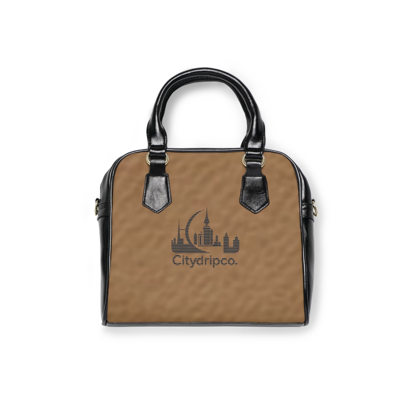 A Citydripco. Blue and Tan Chic Shoulder Handbag with Cityscape Design | Stylish Everyday Tote, Perfect for Work or Casual Outings, Great Gift Idea