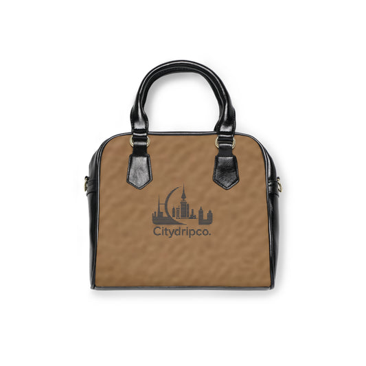 A Citydripco. Blue and Tan Chic Shoulder Handbag with Cityscape Design | Stylish Everyday Tote, Perfect for Work or Casual Outings, Great Gift Idea