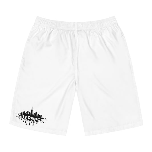 City Drip Co. Black City Men's Board Shorts - Stylish Beach Swim Trunks for Summer Fun