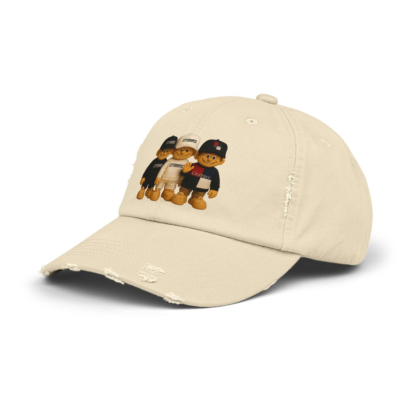 Citydripco. Bears Distressed Baseball Cap — Retro Teddy Trio Embroidered Hat