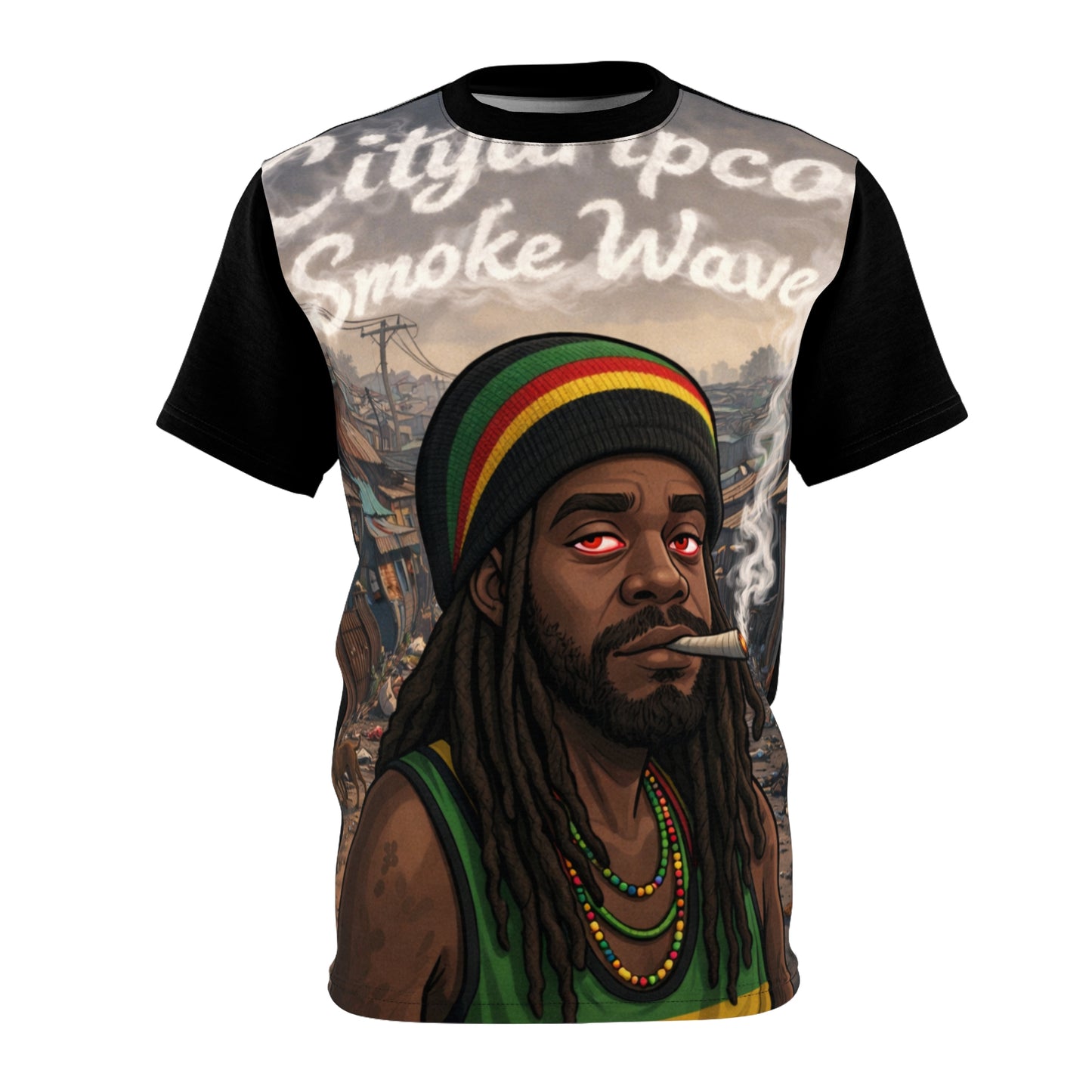 Rasta Smoke Wave Tee — Citydripco All-Over Print T-Shirt