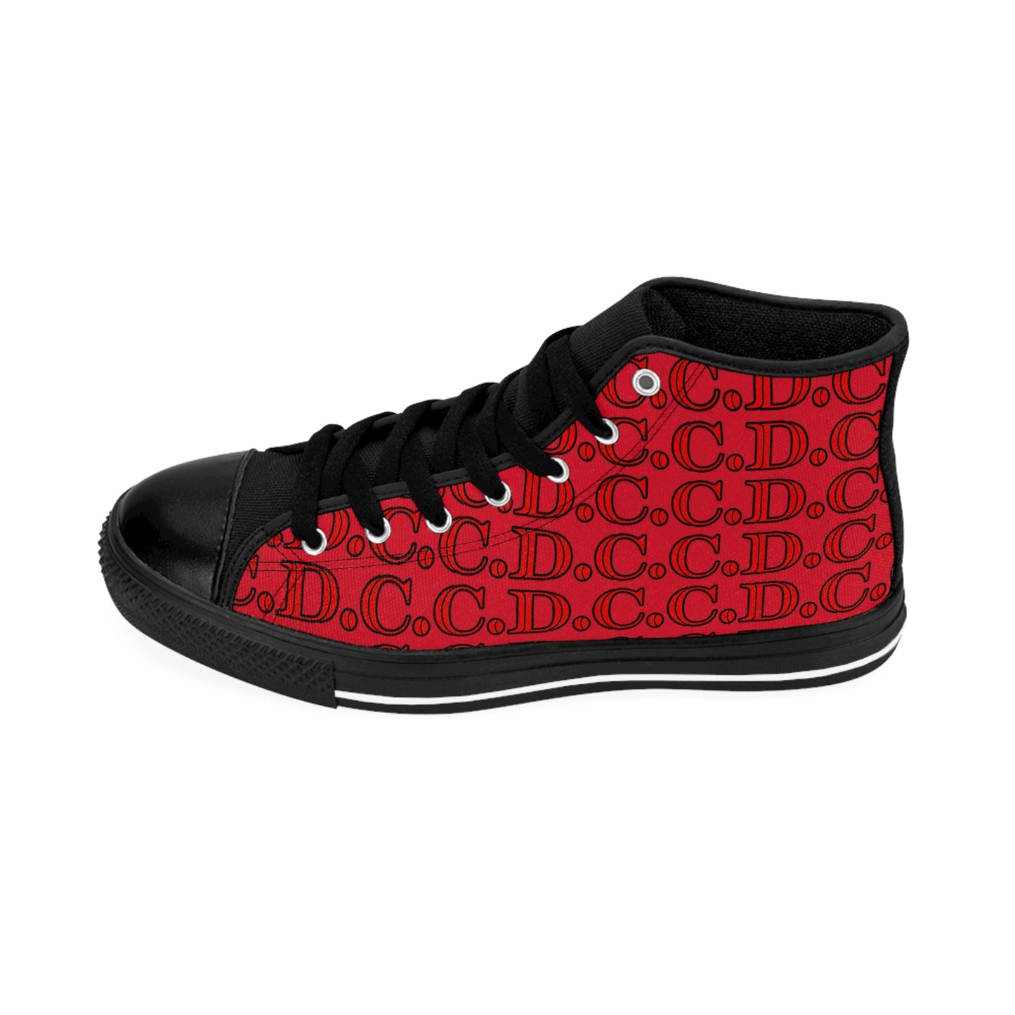 C.D.C. Monogram Men's Classic Sneakers - Bold Red Graphic High Tops