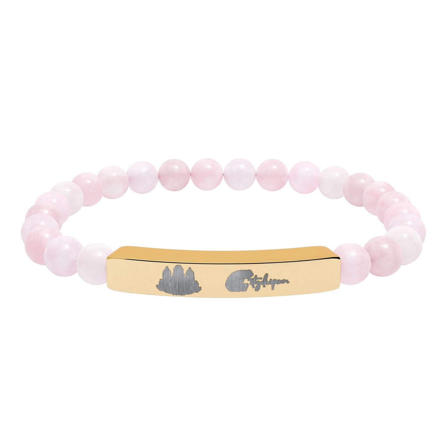 Citydripco. Natural Stone Engraved Bar Bracelet – Stretch Beaded Healing Jewelry