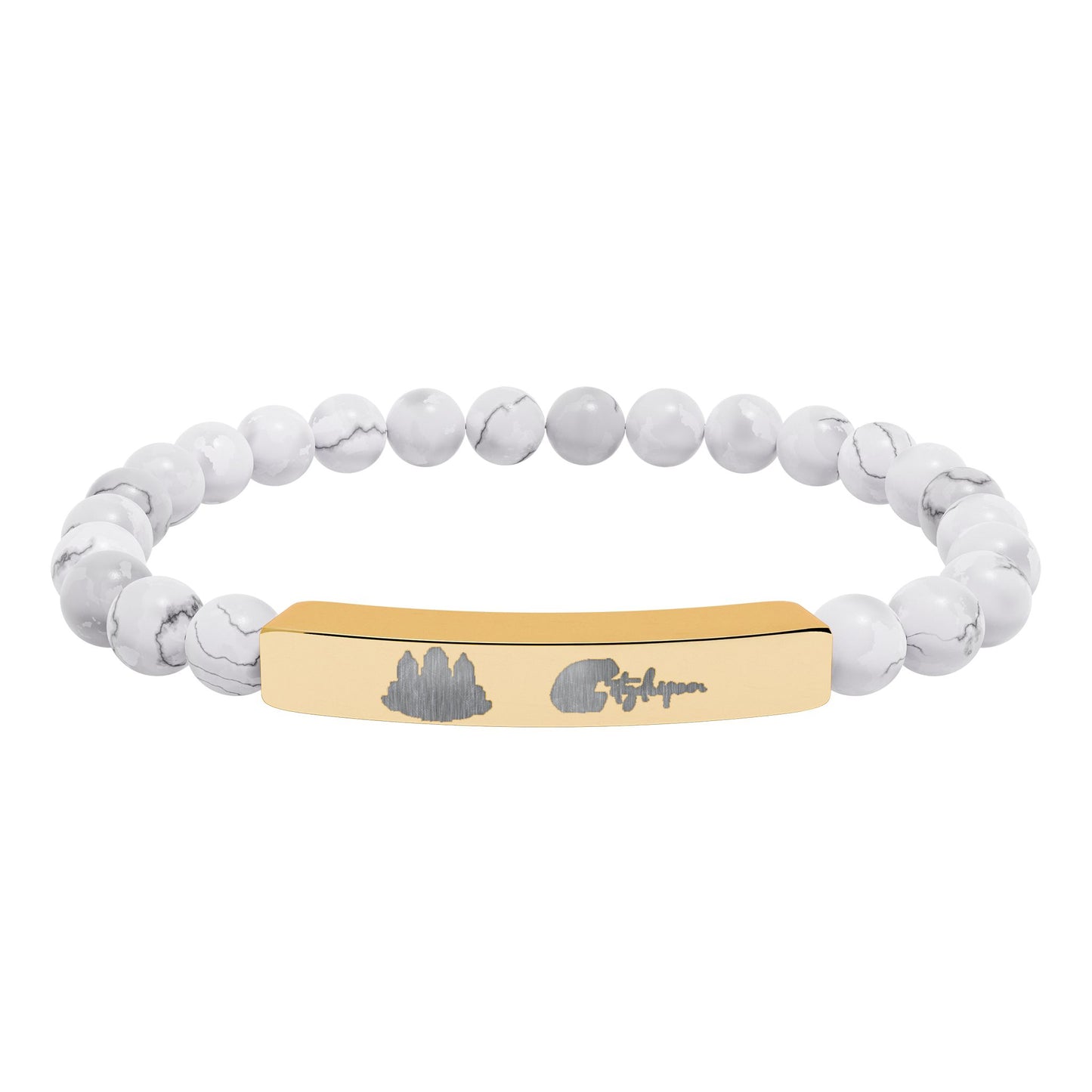 Citydripco. Natural Stone Engraved Bar Bracelet – Stretch Beaded Healing Jewelry
