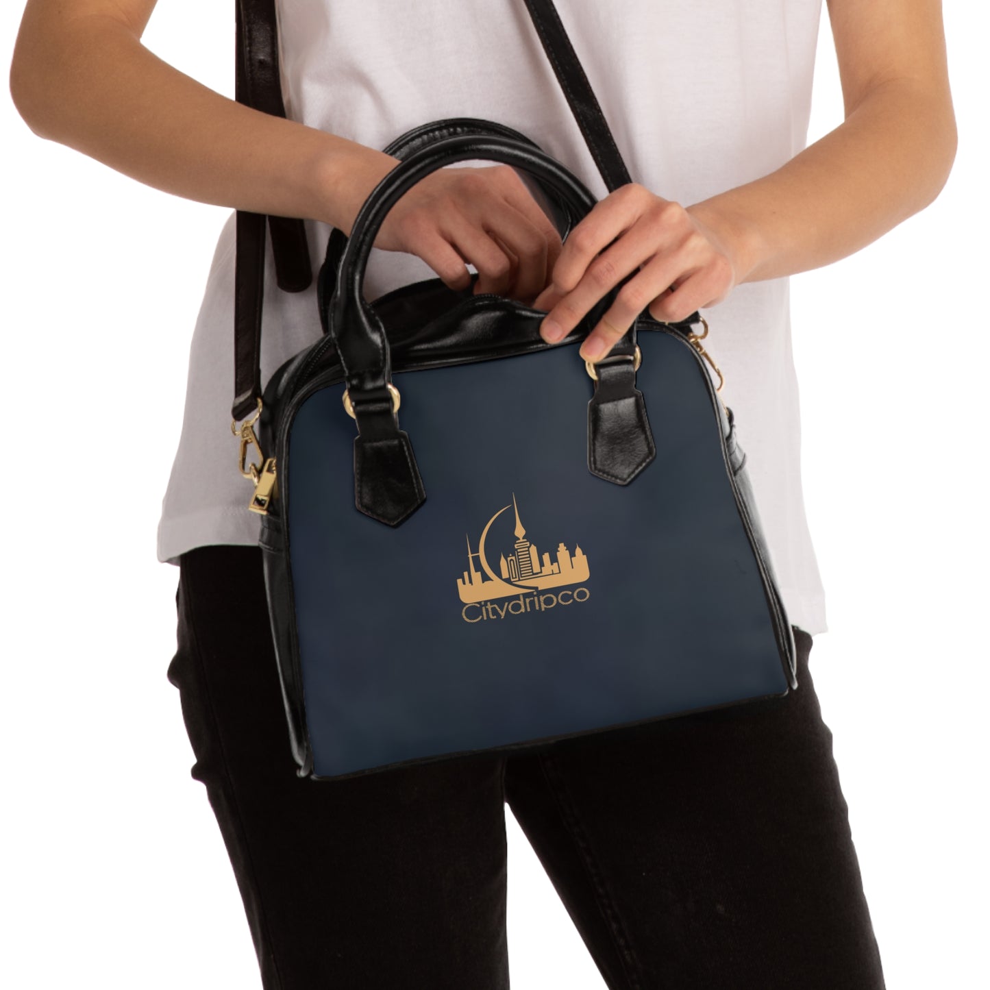A Citydripco. Blue and Tan Chic Shoulder Handbag - Stylish Tote Bag, Everyday Use, Travel Companion, Perfect Gift for Her, Fashion Accessory