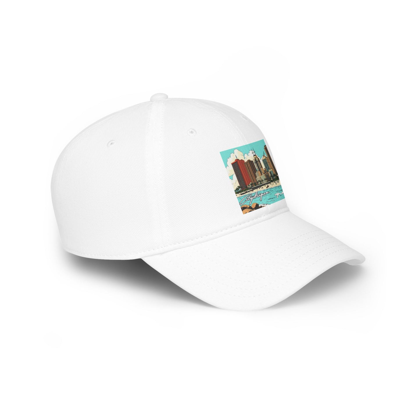 Summer Vibes Low Profile Baseball Cap - Retro City Skyline Design