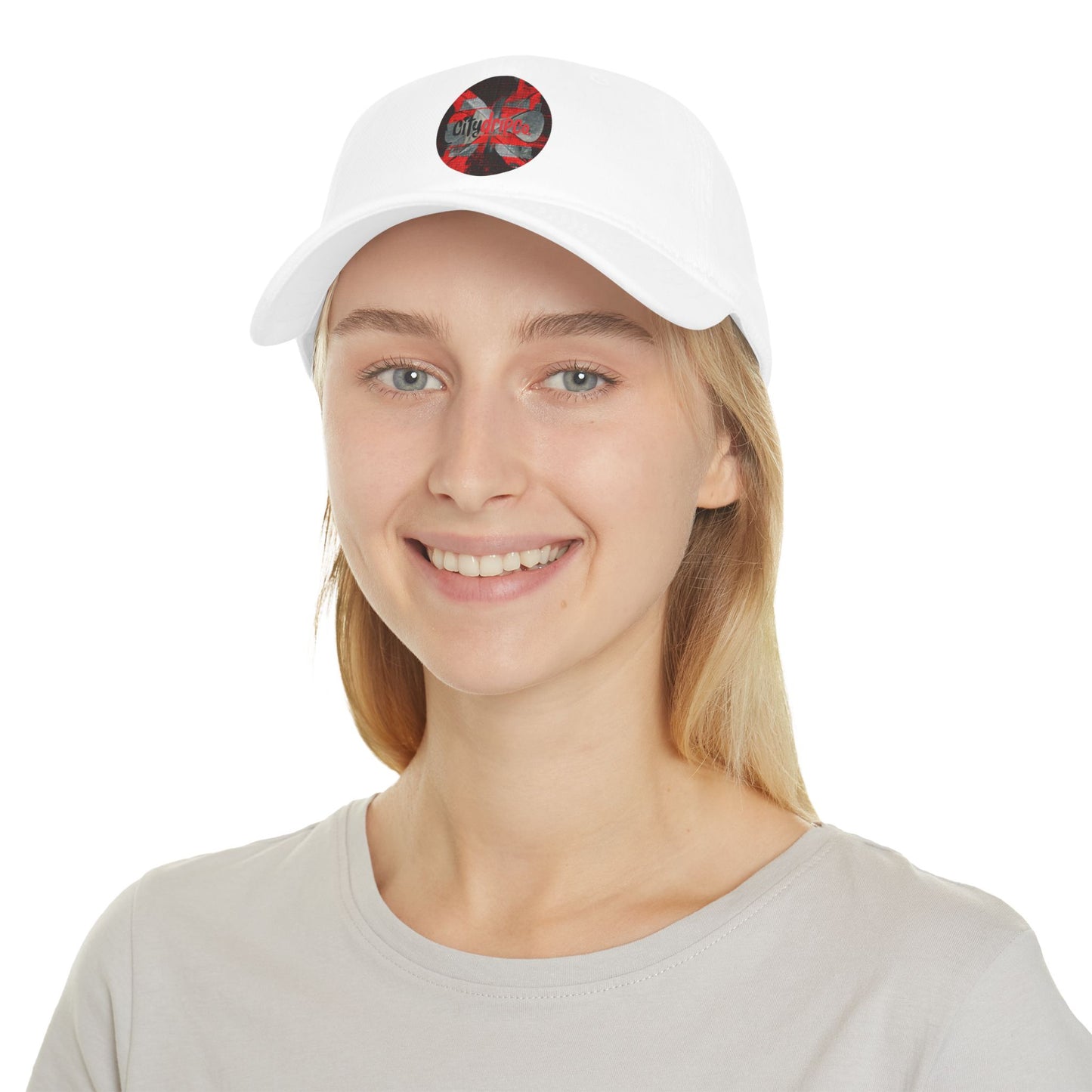 Citydripco. Red Flag Low Profile Baseball Cap with City Life Design, Trendy Hat for Outdoor Fun, Casual Wear, Summer Accessories, Gift for Friends